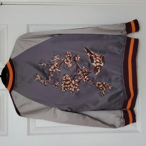 Chelsea & Violet grey embroidered bomber jacket - Picture 2 of 3